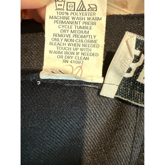 Vintage Briggs Black Double Pleated Tapered Belted Trousers Dress Pants Size 8 - Picture 9 of 10